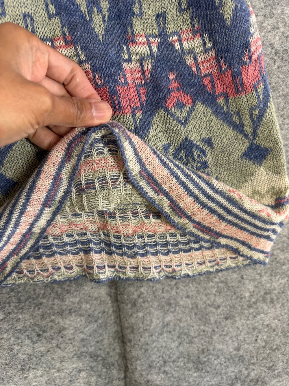 Denim & Supply Ralph Lauren Cotton Blend Aztec Knit Top Blue Small Boho Festival - Picture 7 of 14